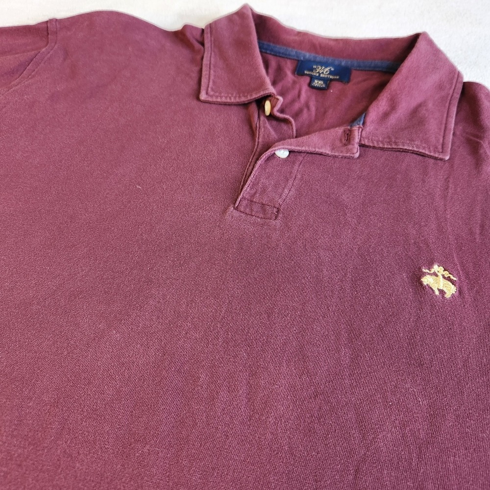 BROOKS BROTHERS 346 Polo Shirt Mens 2XL XXL Burgundy Red Golden Fleece Logo